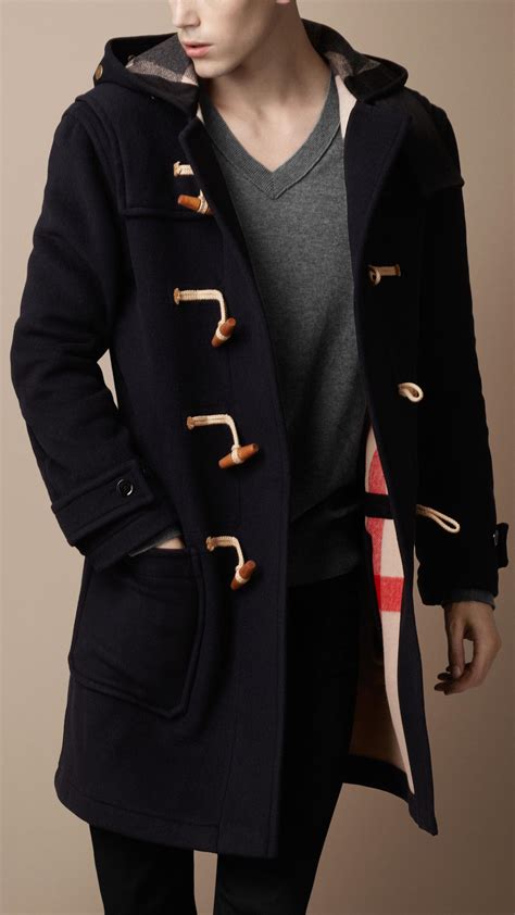 burberry navy blue duffle coat|burberry men's coat outlet.